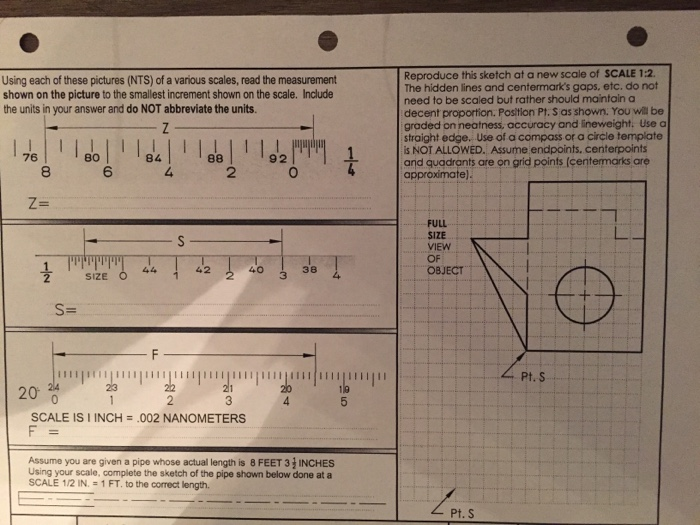 Using a mechanical engineer scale, I need to measure