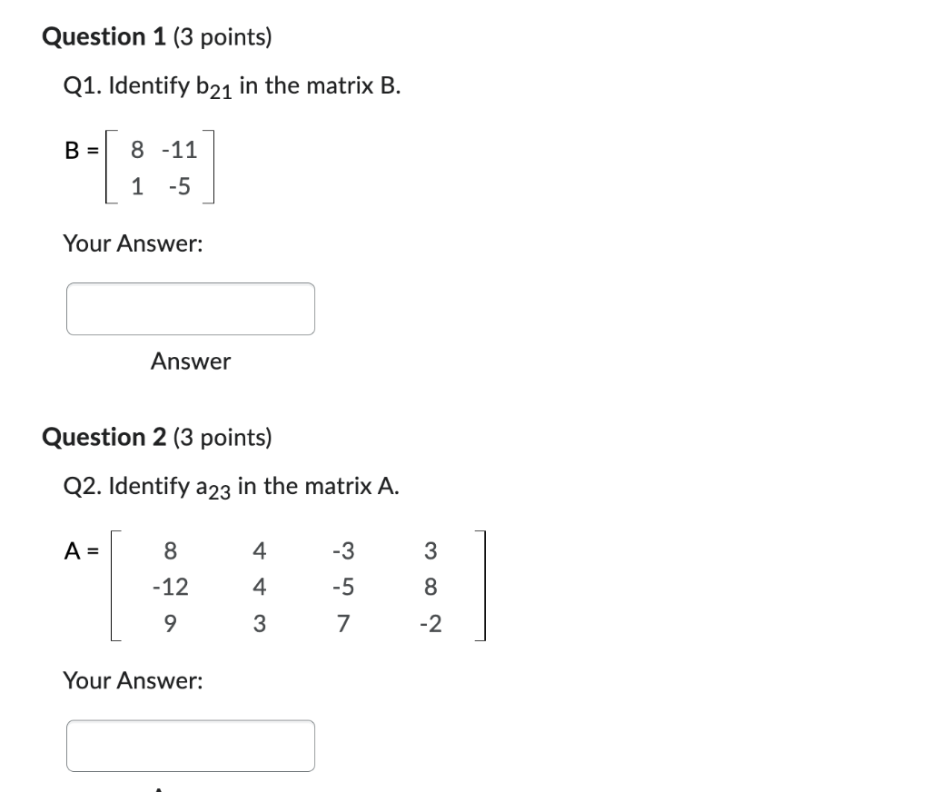 Solved Q24A. Identify the number of rows in matrix A. | Chegg.com