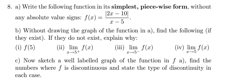Solved 8. a) Write the following function in its simplest, | Chegg.com
