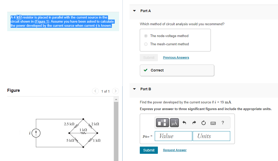 Solved A 4kΩ resistor is placed in parallel with the current