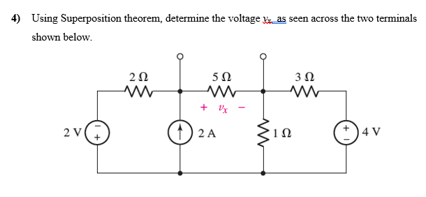 Solved 4 Using Superposition Theorem Determine The Voltage 1361