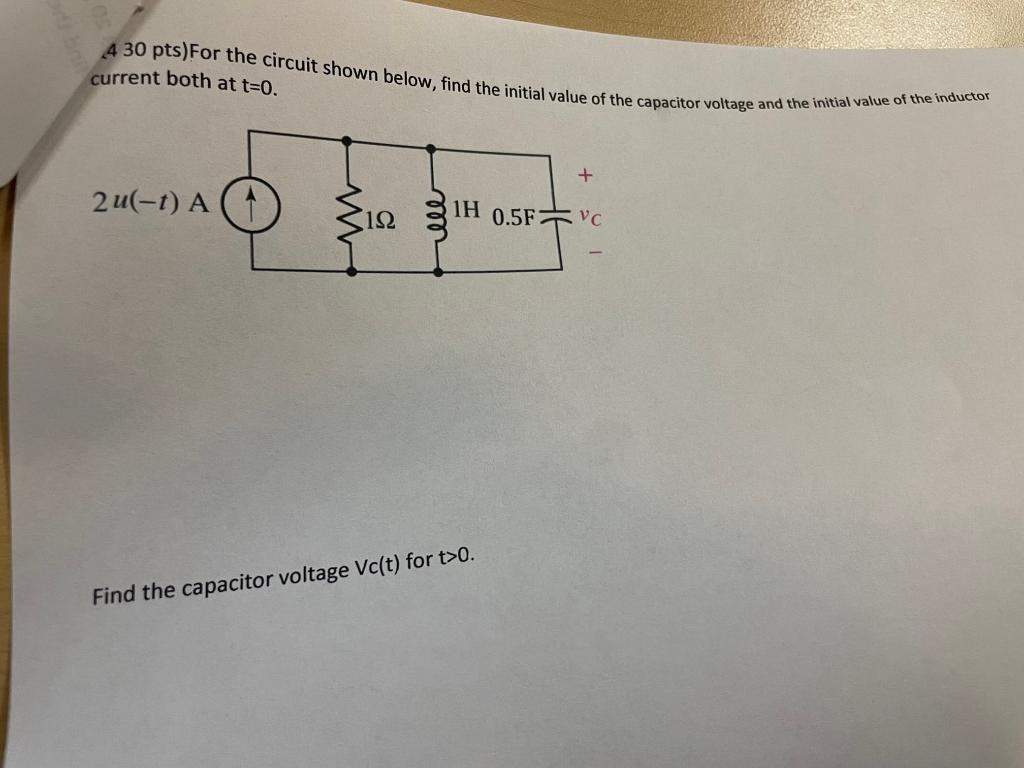 Solved 430pts) For the circuit shown below, find the initial | Chegg.com