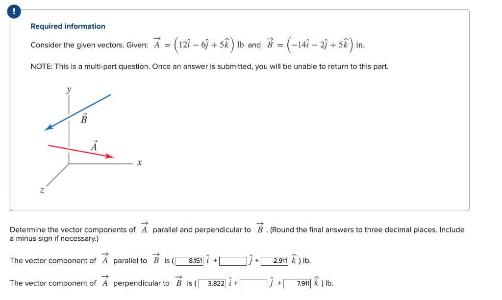 Solved Required information Consider the given vectors. | Chegg.com