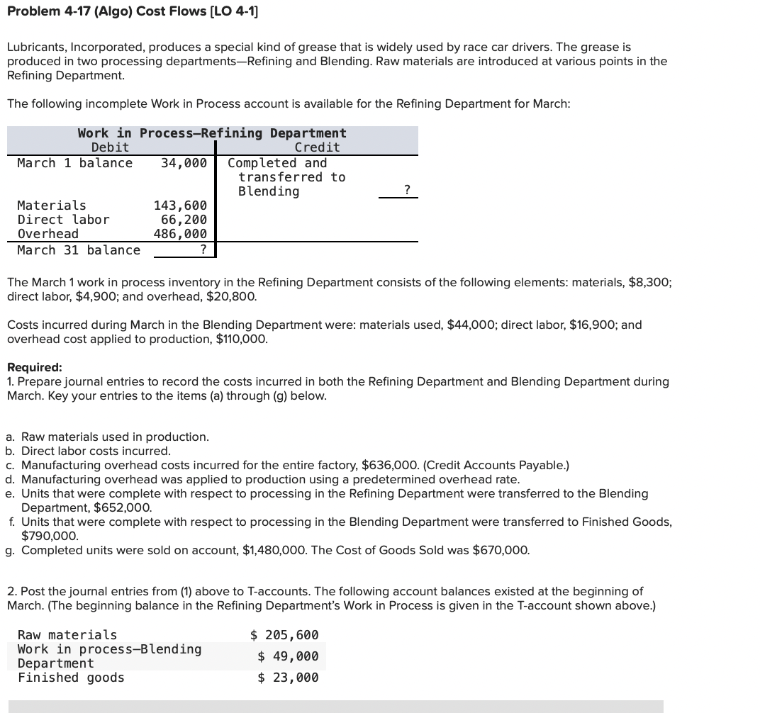 Solved Lubricants, Incorporated, produces a special kind of