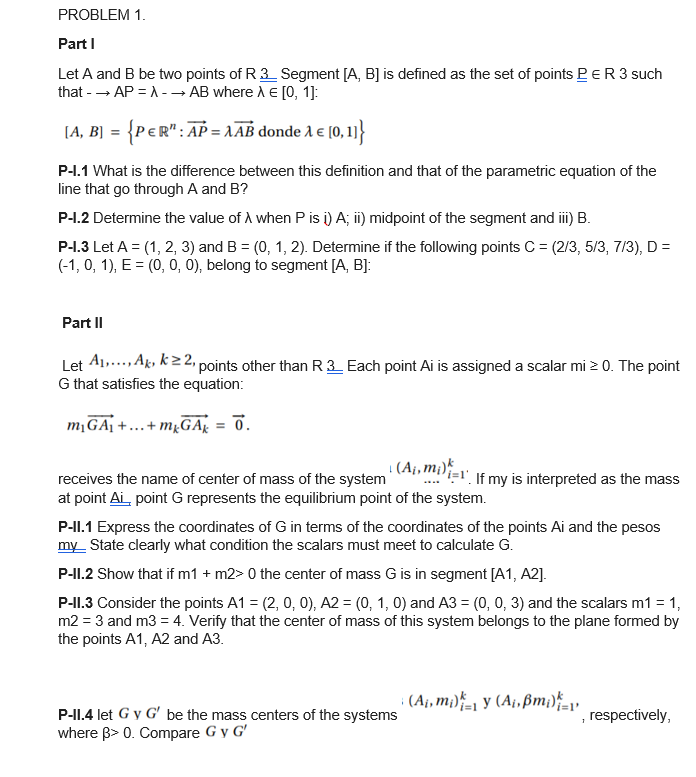Solved PROBLEM 1 Part l Let A and B be two points of R | Chegg.com