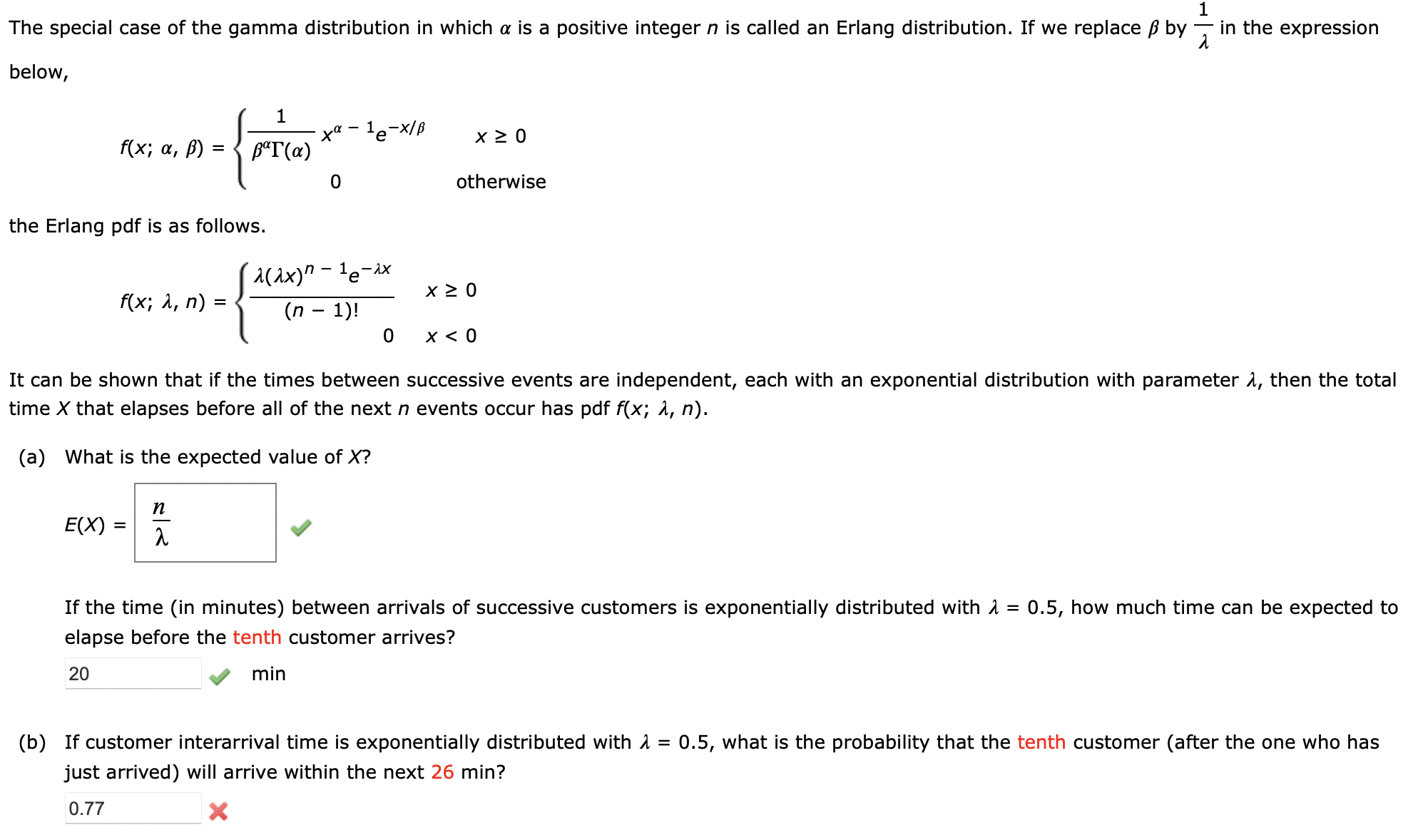 Solved The Special Case Of The Gamma Distribution In Which α | Chegg.com