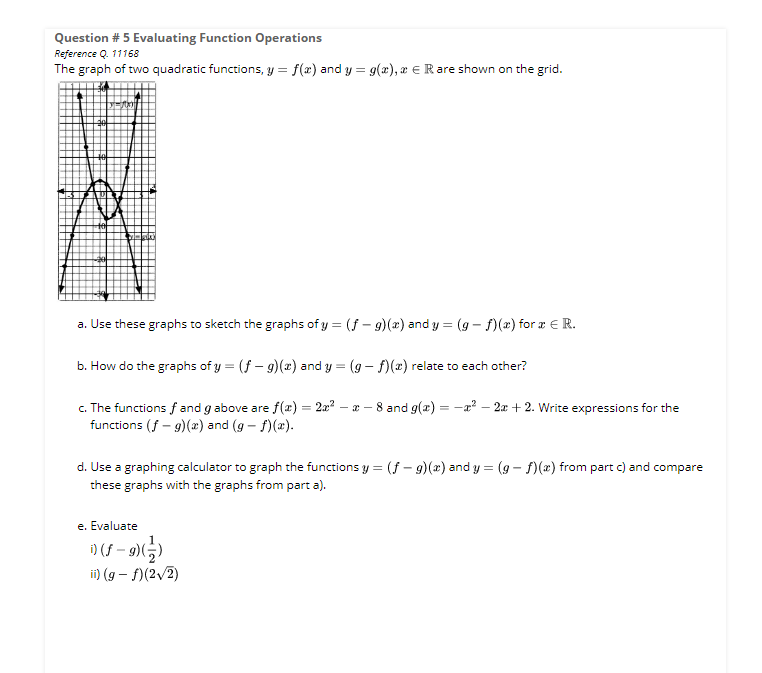 Solved Question #5 Evaluating Function Operations Reference | Chegg.com