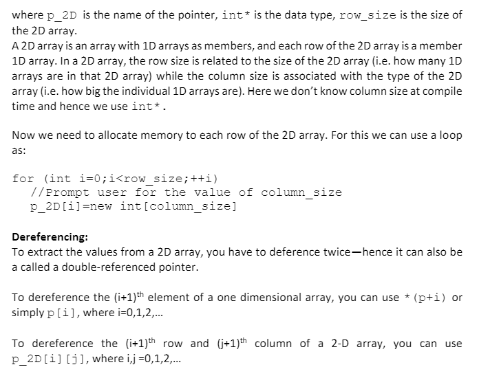 Solved B. Two-dimensional dynamic arrays In this program, | Chegg.com