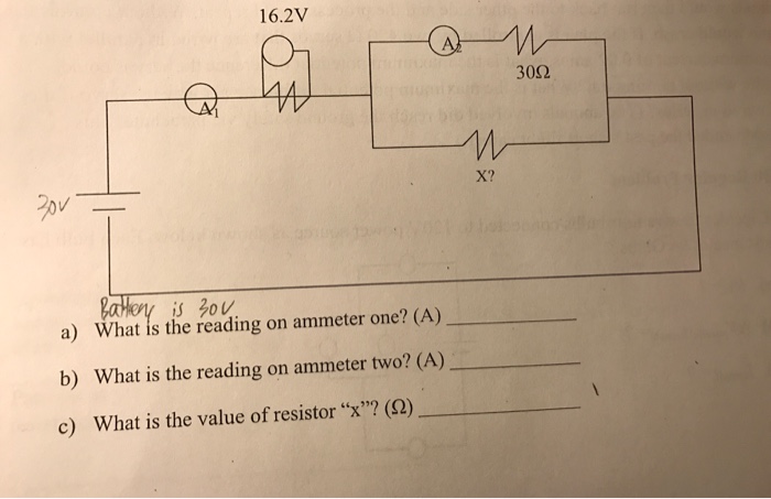 Solved What is the reading on ammeter one? (A) ___ b) | Chegg.com