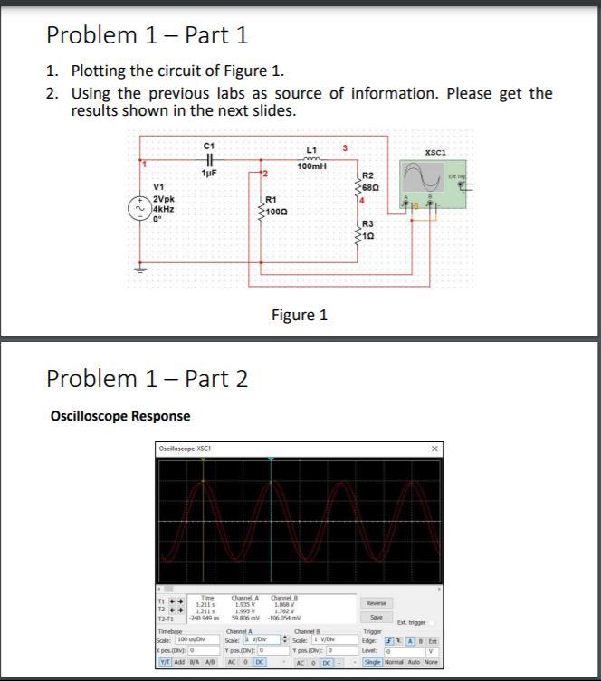 Solved Problem 1 - Part 1 1. Plotting the circuit of Figure | Chegg.com