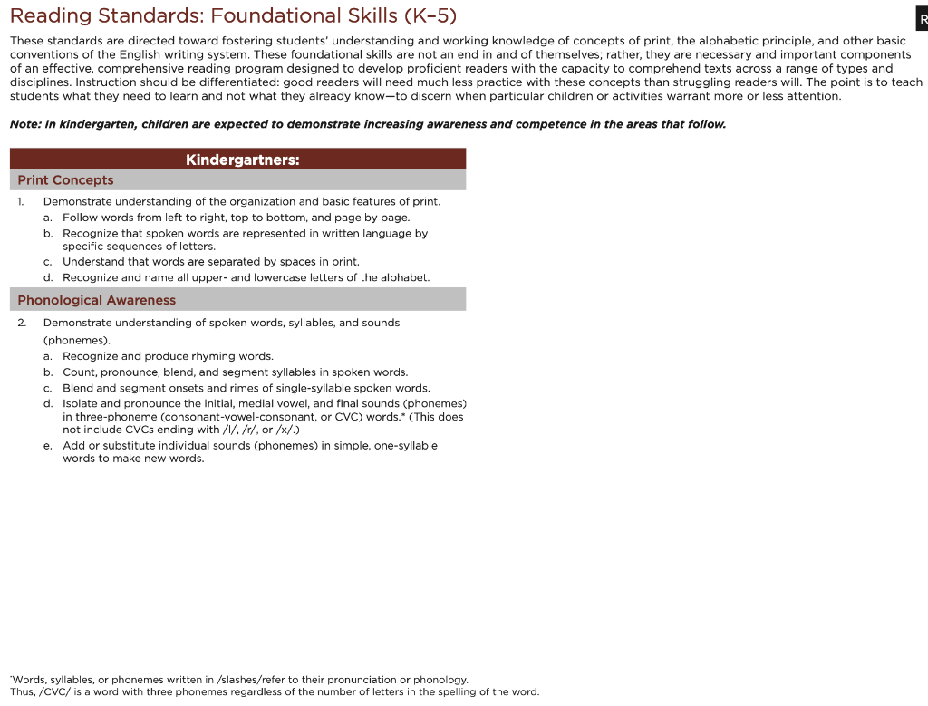 Reading Standards: Foundational Skills \( (\mathrm{K}-5) \) of an effective, comprehensive reading program designed to develo