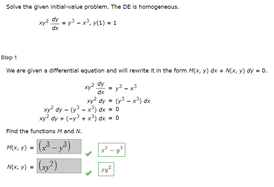 solve the given initial value problem the de is homogeneous