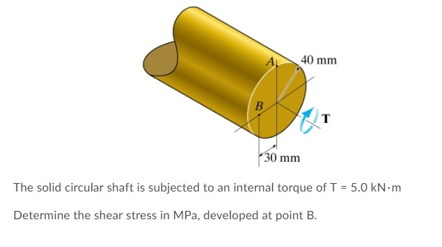 Solved 40 Mm B T 30 Mm The Solid Circular Shaft Is Subjected | Chegg.com