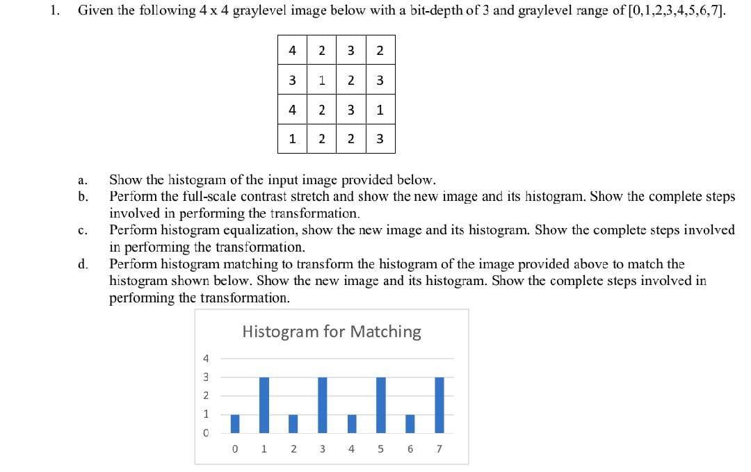 Solved a. Show the histogram of the input image provided | Chegg.com