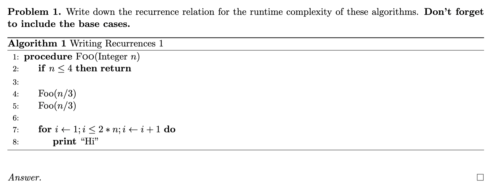 solved-problem-1-write-down-the-recurrence-relation-for-the-chegg