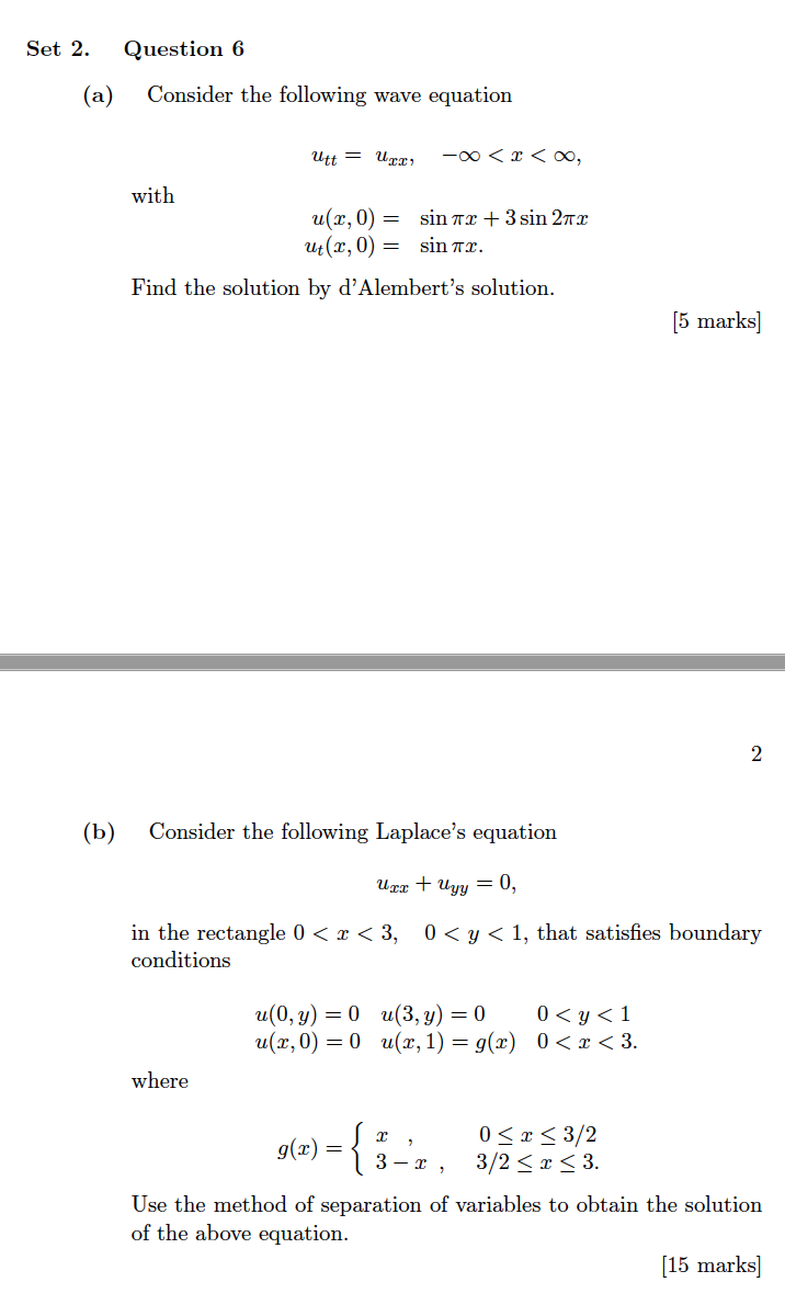 Solved Set 2. Question 6 (a) Consider the following wave | Chegg.com