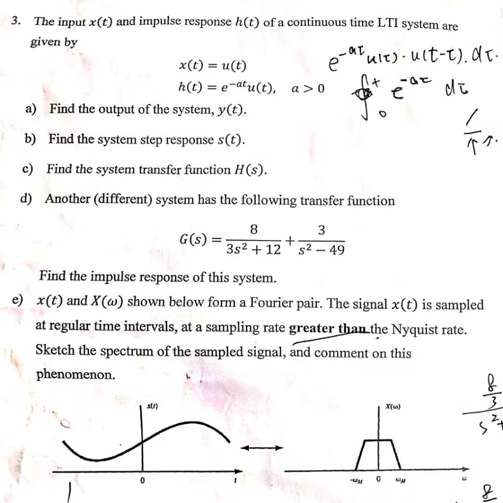 Solved 3 The Input X T And Impulse Response H T Of A C Chegg Com