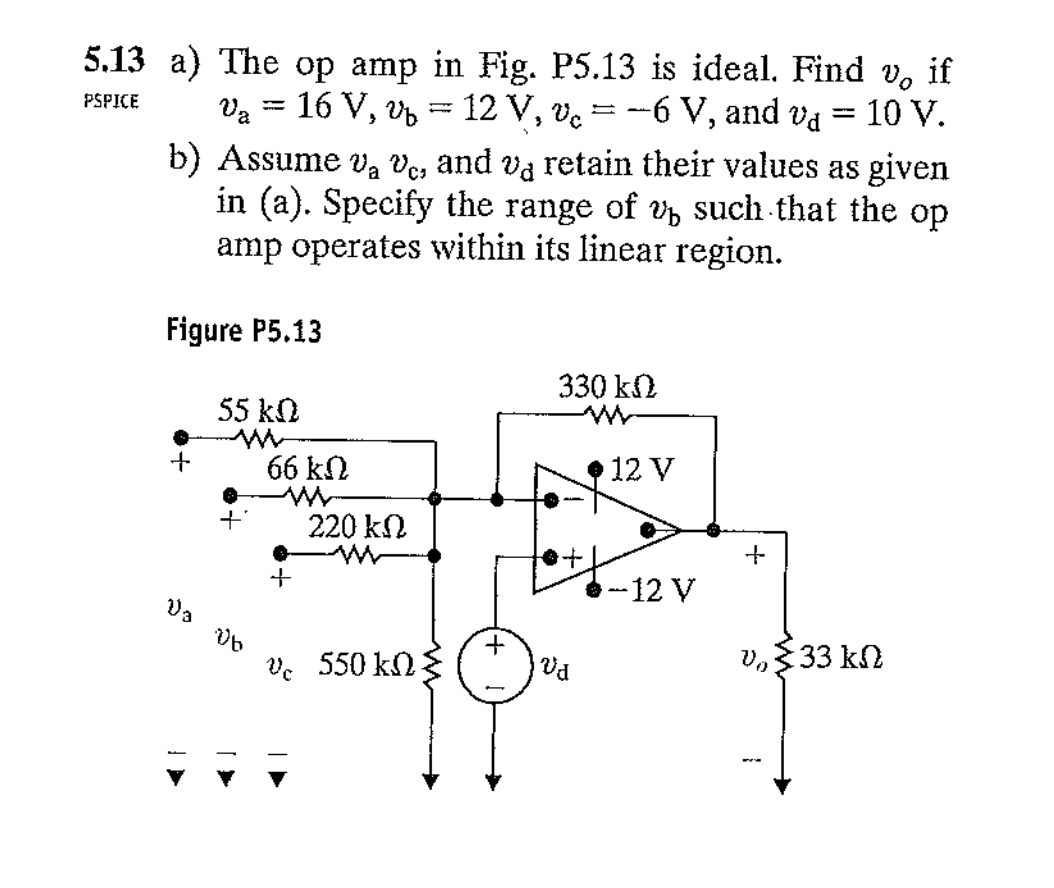 Solved PSPICE 5.13 a) The op amp in Fig. P5.13 is ideal.