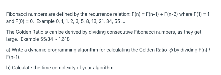 Solved Fibonacci numbers are defined by the recurrence | Chegg.com