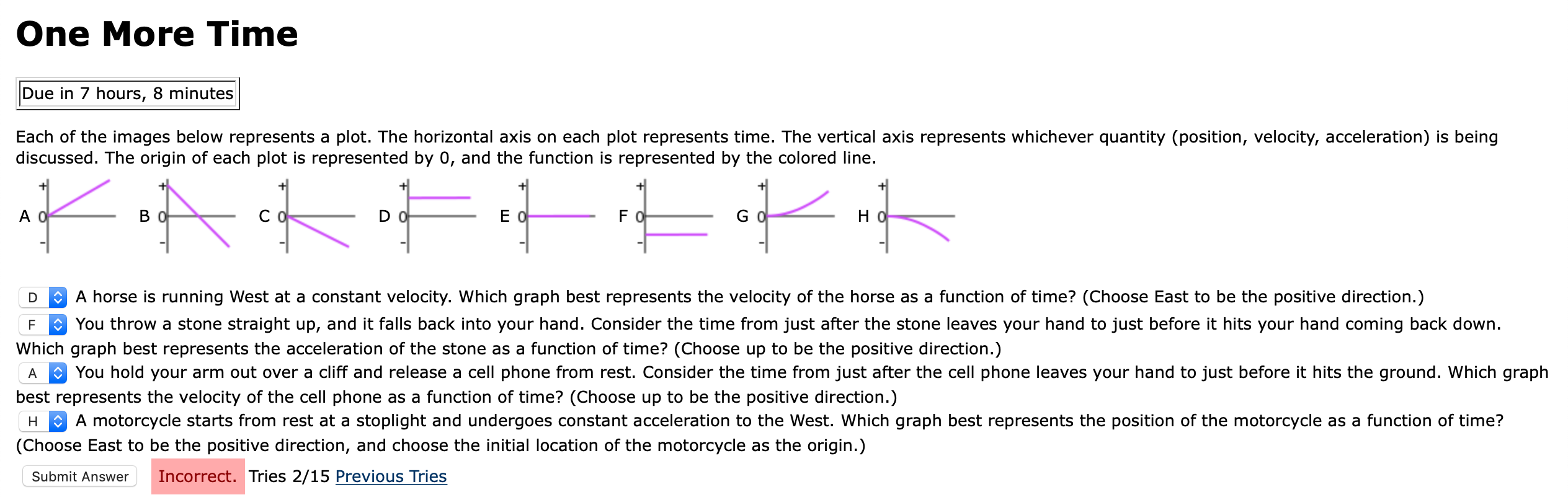 Solved One More Time Due in 7 hours, 8 minutes Each of the | Chegg.com