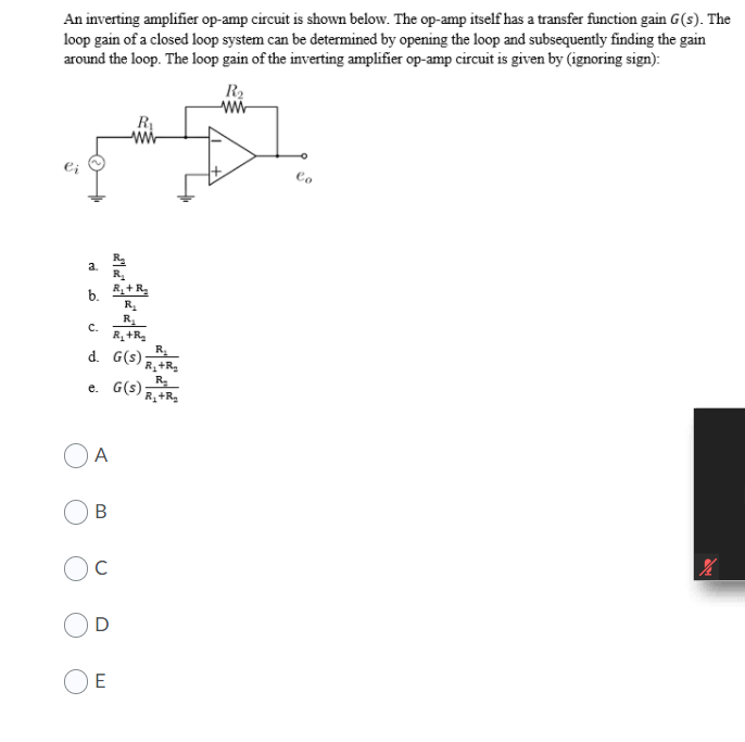 Solved An inverting amplifier op-amp circuit is shown below. | Chegg.com