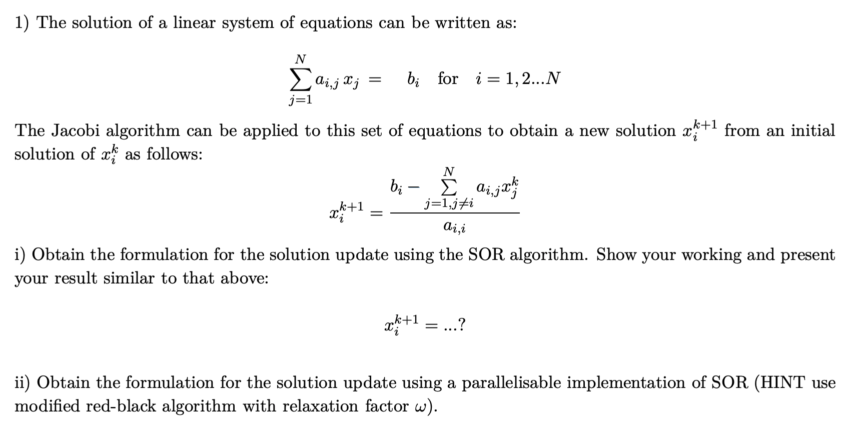 Solved 1) The solution of a linear system of equations can | Chegg.com