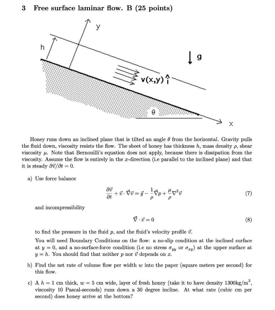 Free Surface Laminar Flow B Points V X Y Chegg Com