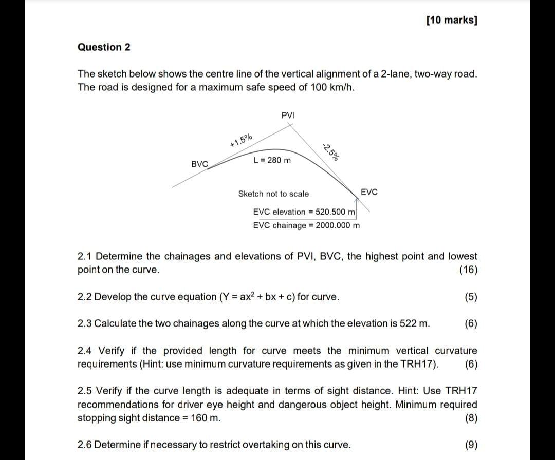 Solved The Sketch Below Shows The Centre Line Of The | Chegg.com