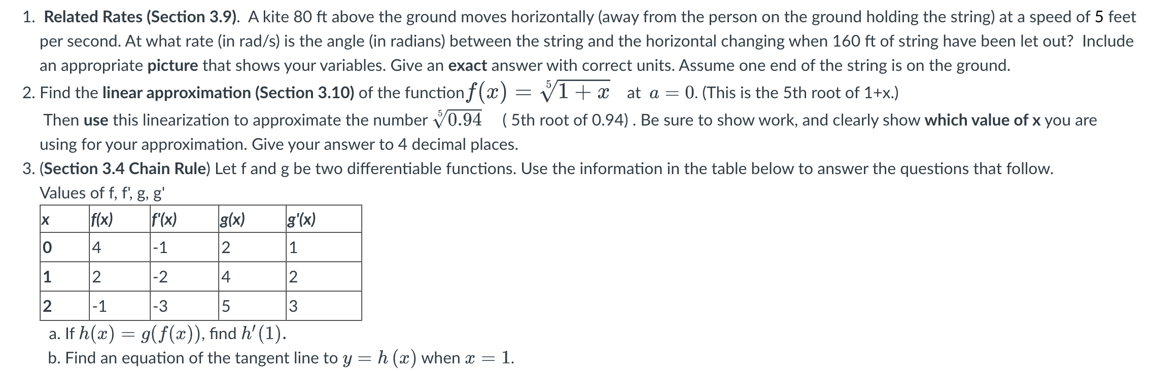 Solved 1. Related Rates (Section 3.9). A kite 80ft above the | Chegg.com