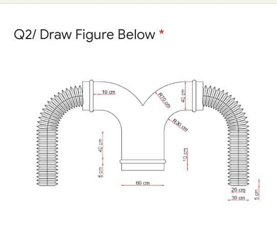 Solved Q2/ Draw Figure Below 10 cm R70 cm 0.0 R30 cm 5.cm 40 | Chegg.com