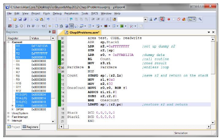 Write an ARM assembly language routine to count the Chegg