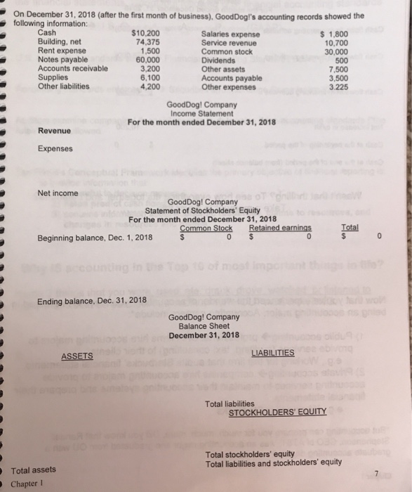 Solved Complete the financial statement and show how the | Chegg.com