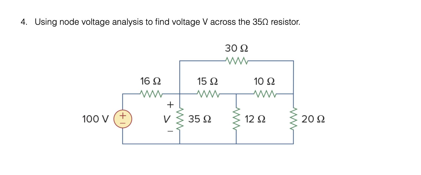 Solved 4. Using node voltage analysis to find voltage V