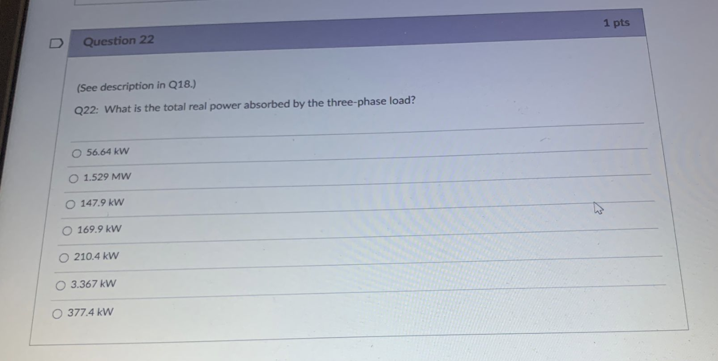 Solved 1 pts Question 18 For Q18-22: Consider a balanced | Chegg.com