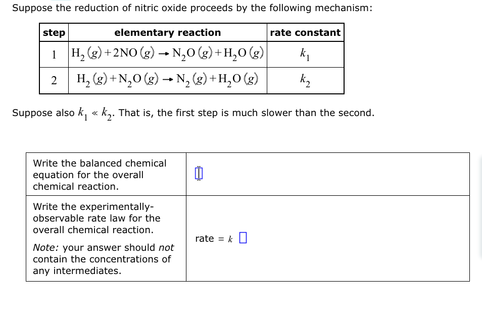 Solved Suppose the reduction of nitric oxide proceeds by the | Chegg.com