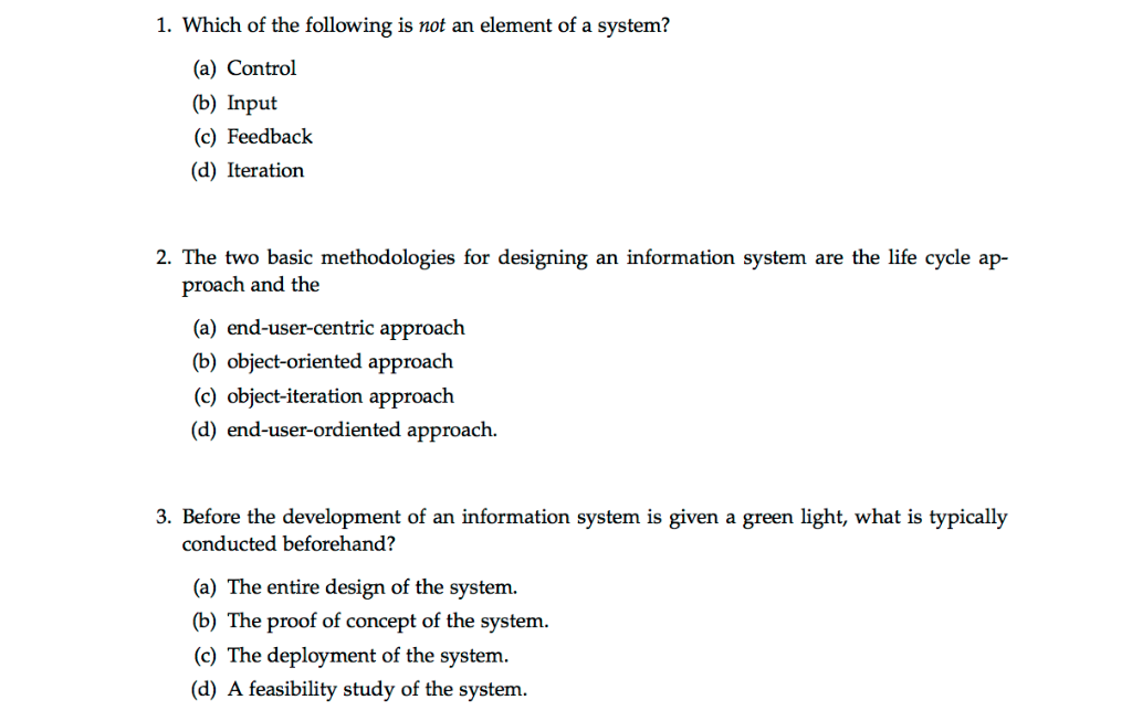 Solved 1. Which of the following is not an element of a | Chegg.com