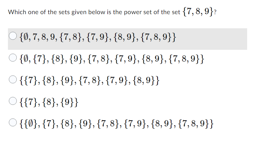 Solved Which one of the sets given below is the power set of | Chegg.com