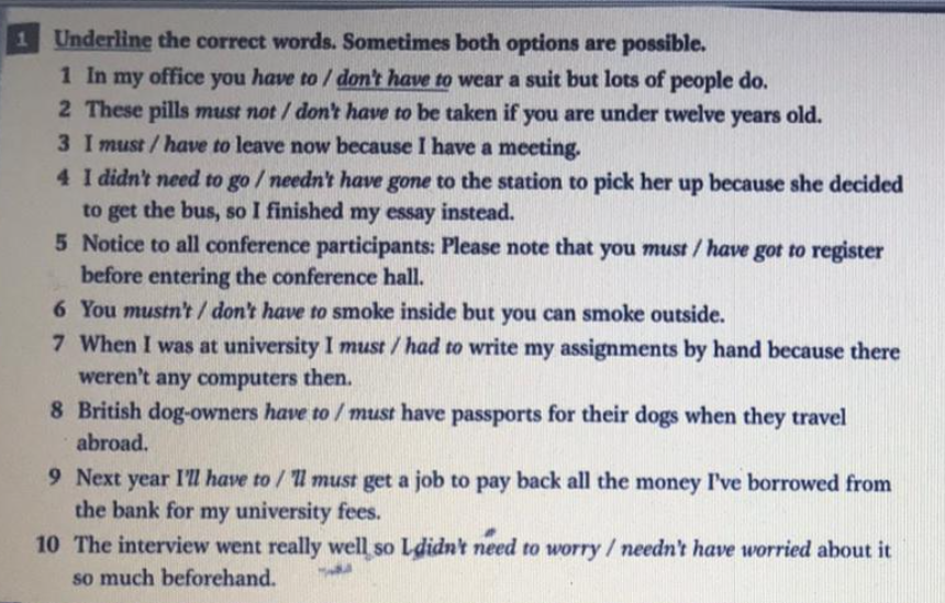 Solved 1 Underline the correct words. Sometimes both options | Chegg.com