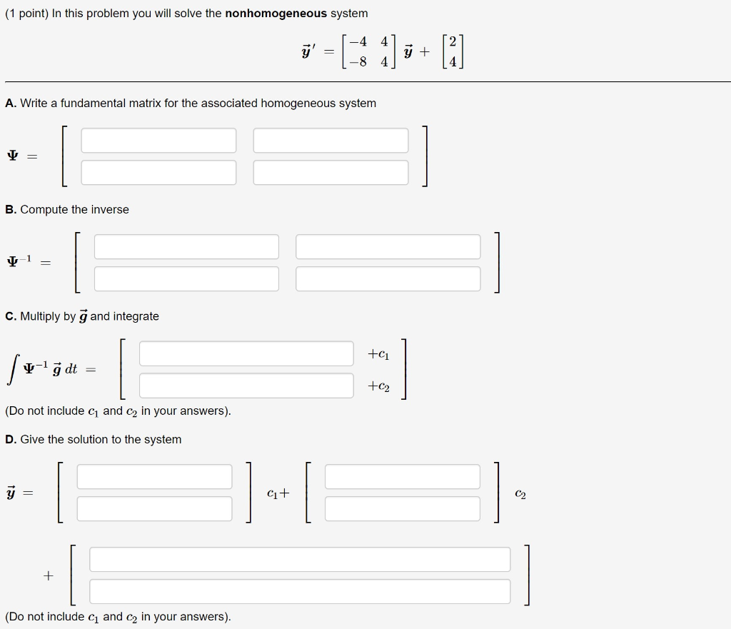 Solved (1 point) In this problem you will solve the | Chegg.com