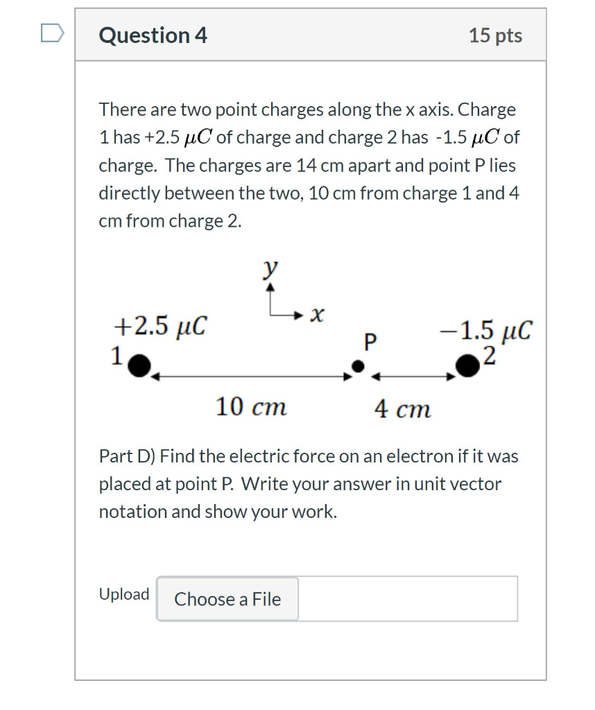 Solved Question 4 15 pts There are two point charges along | Chegg.com