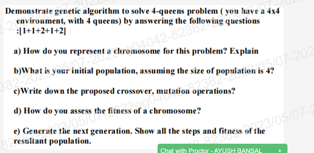 Solved Demonstrate Genetic Algorithm To Solve 4-queens | Chegg.com