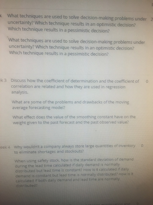 Solved k What techniques are used to solve decision-making | Chegg.com
