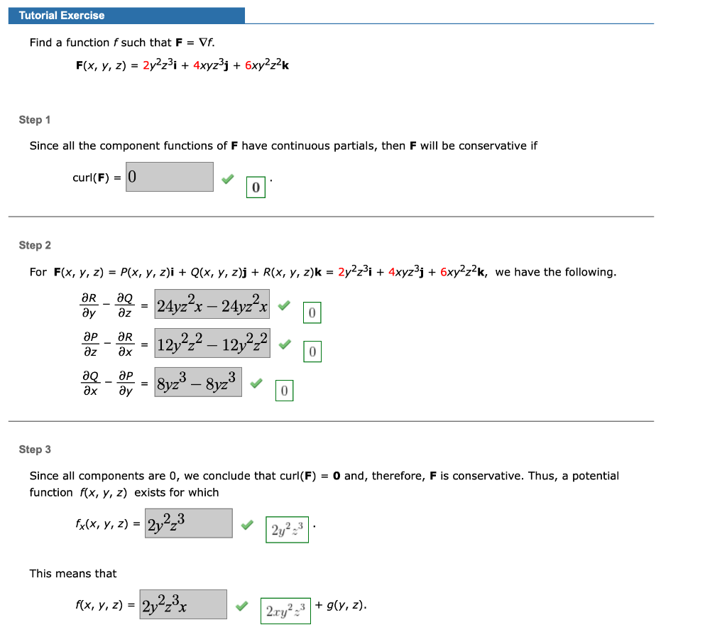 Tutorial Exercise Find A Function F Such That F Vf Chegg Com