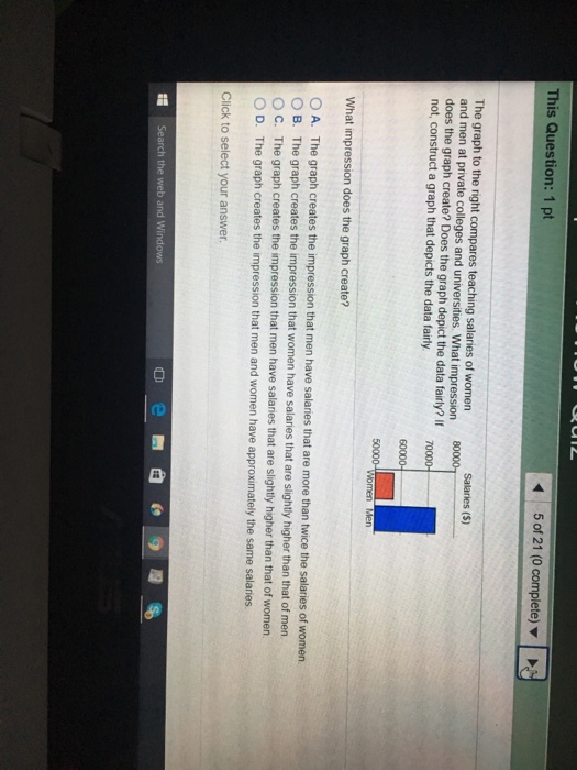 Solved The Graph To The Right Compares Teaching Salaries Of Chegg