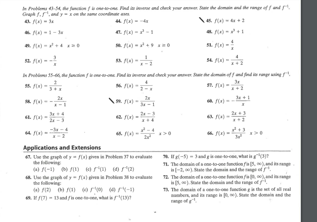 Solved The function f ﻿is one-to-one. Find its