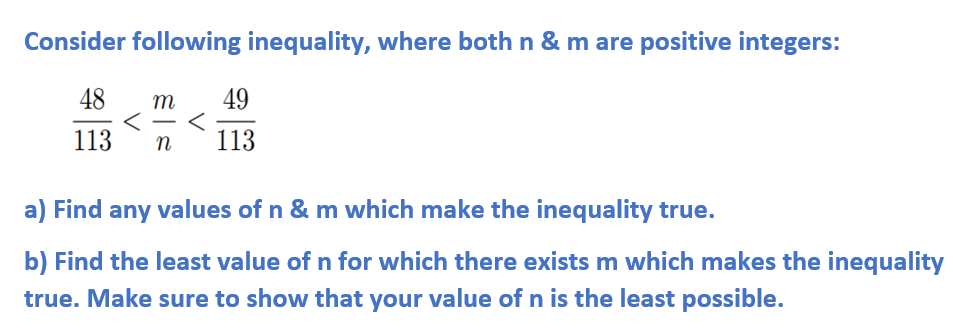 Solved Consider following inequality, where both n&m are | Chegg.com