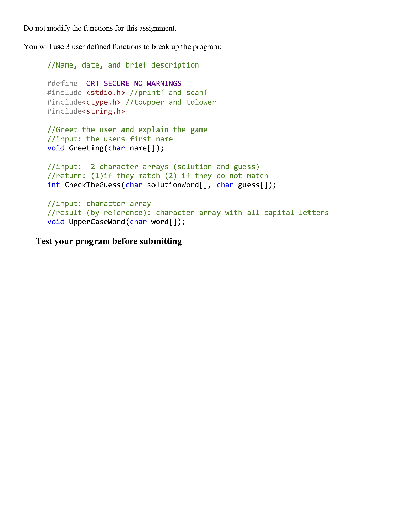 Intro to Programming in C small program 7 Assignment | Chegg.com