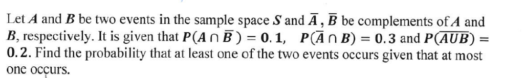 Solved Let A and B be two events in the sample space and А, | Chegg.com