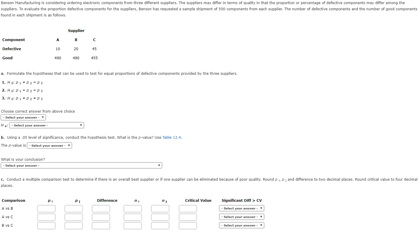Solved Use the sample data below to test the hypotheses Ho: | Chegg.com