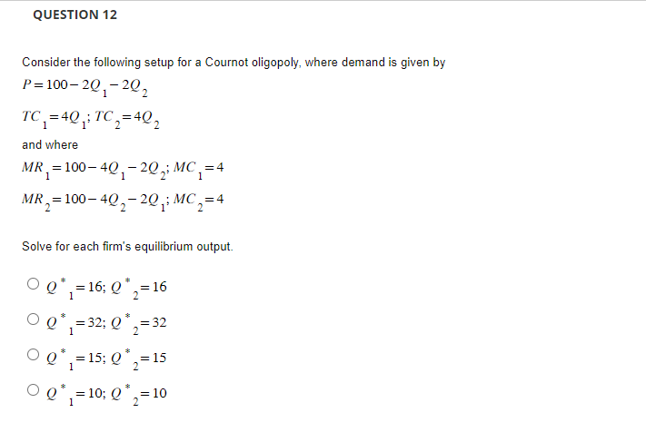 Solved Consider The Following Setup For A Cournot Oligopoly, | Chegg.com